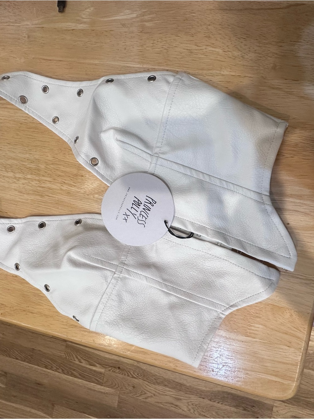 Princess Polly White Faux Leather Corset Top